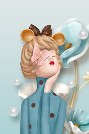 莫兰迪少女 卡通少女 美少女 