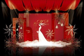 红色简约婚礼背景