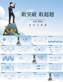 敢突破感超越商务动态PPT模板