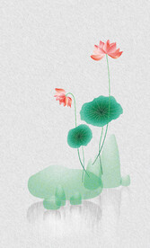 水墨荷花荷叶CDR矢量图案