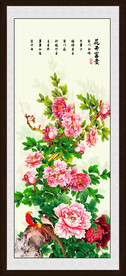 竖幅牡丹