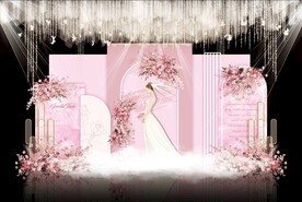粉色简约婚礼背景