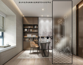 高清分层透明底平开门玻璃打印图