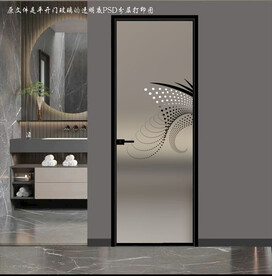 高清分层透明底平开门玻璃打印图