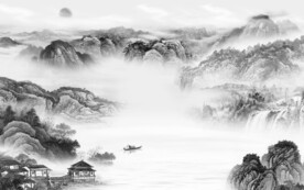 客厅 意境灰山水画 TiF分层