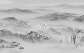 高档 意境灰山水画 TiF分层