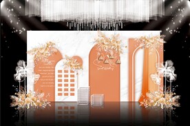 橙色简约婚礼背景