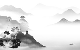 高端 清晰灰色山水 TiF分层