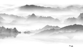 客厅 中式灰山水画 Tif分层