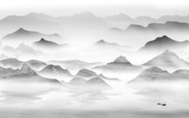现代 中式灰山水画 Tif分层