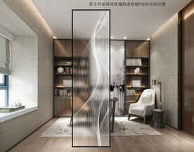 高清分层透明底平开门玻璃打印图