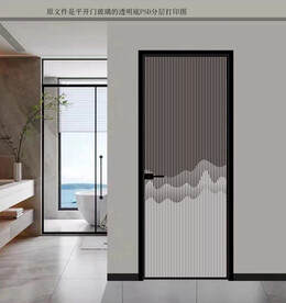 高清分层透明底平开门玻璃打印图