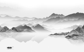 高端 高清灰色山水 TIF分层