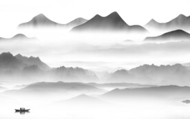 高档 高清灰色山水 TIF分层