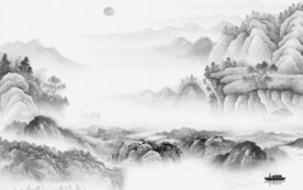 高清 灰色山水背景 TIF分层