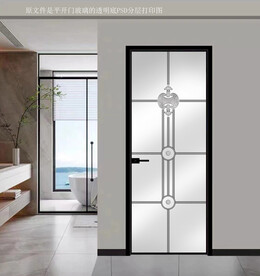 高清分层透明底平开门玻璃打印图