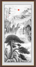 水墨国画迎客松