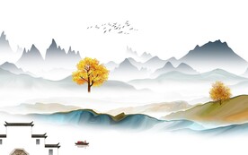 高档 意境中式山水 TIF分层