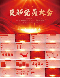 红色党建党支部党员大会PPT