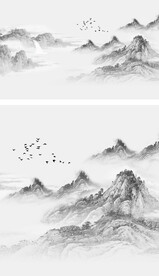 高清意境山水背景墙壁画