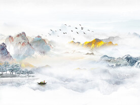 高清意境山水背景墙壁画