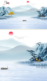 高清意境山水背景墙壁画