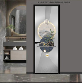 高清分层透明底平开门打印图