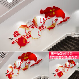 五个引领文化墙
