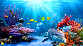 海底世界珊瑚热带鱼背景