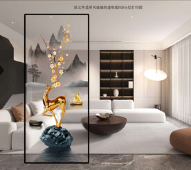 高清分层透明底屏风玻璃打印图