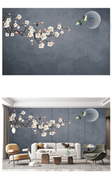 仿手绘高清花鸟壁画
