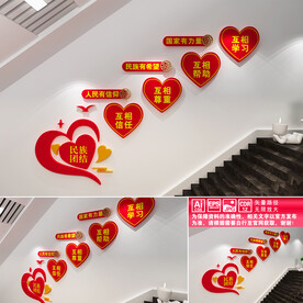 民族团结楼道文化墙