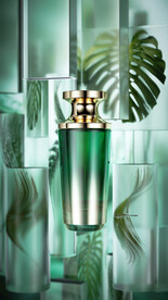 c4d美妆玻璃植物护精华绿色瓶