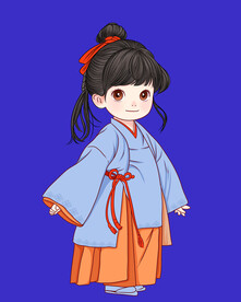 手绘插画Q版可爱小女孩