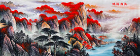 鸿运当头山水画