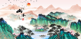 仿古山水画