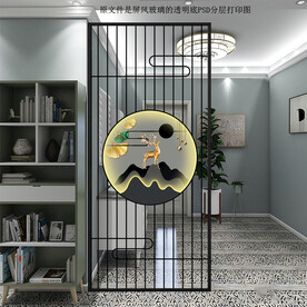 高清分层透明底屏风玻璃打印图