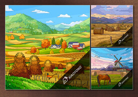 矢量手绘乡村田园