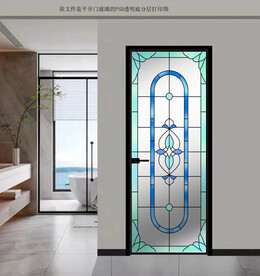 高清分层透明底平开门玻璃打印图