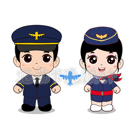 卡通空乘人员可爱版