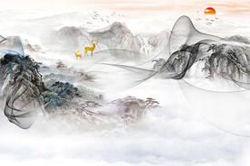 新中式意境山水背景装饰画