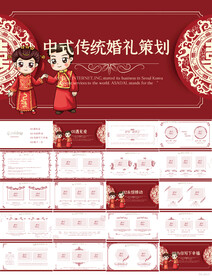 红色喜庆中式婚礼策划动态PPT