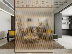 高清分层透明底推拉门玻璃打印图