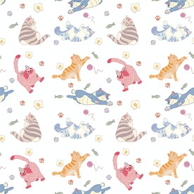 猫咪图案插画 四方连续图