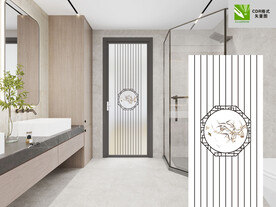 中国风水墨玻璃图案移门平开门图