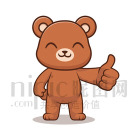 可爱卡通点赞的大灰熊