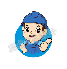 卡通小蓝工人矢量头像素材版
