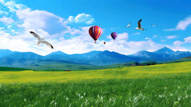 蓝天白云雪山草原