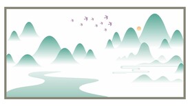 青绿山水矢量无框画