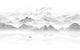 现代简约水墨山水画背景墙